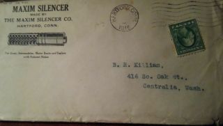 1916 Maxim Scilencer Gun Cover Envelope Shell Box Us 1 2 3 Stamp Advertising