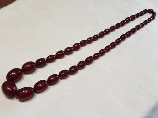 Quality Art Deco Antique Vintage Cherry Amber Bakelite Beads Necklace 58 Grams