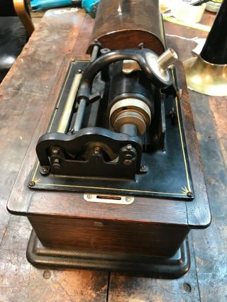Antique Edison Standard Phonograph - - With Horn & 2 Records 5