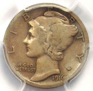 1916 - D Mercury Dime 10c Coin - Certified Pcgs Vg10 - Rare Key Date Coin