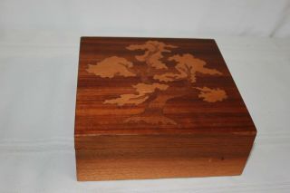 Vintage Wood Box Japanese Bonsai Inlay Wooden