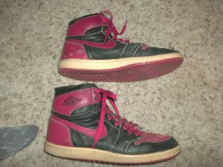 Vintage Michael Jordan Black And Red Leather Sneakers Size 10