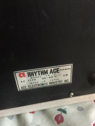 Vintage 1960 ' s Ace Tone Rhythm Ace FR - 1 Analog Drum Machine (early Roland) 7