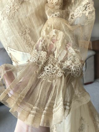 Antique Women’s Dress Two Piece Bodice & Skirt Ivory Lace Wedding Gown 1800’s? 8