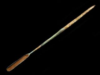 Very Rare Roman Bronze Medical Tool - Ligula With Bone Handle,