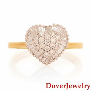 Estate Diamond 18k Gold Heart Cluster Ballerina Ring Nr