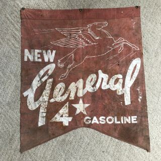 Vintage Socony General 4 Star (mobilgas) Canvas/cloth Banner (late 1920s - 30s)