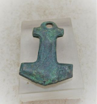 Circa 900 - 1100ad Viking Era Norse Bronze Thors Hammer Pendant