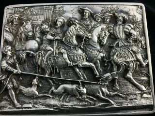 Silver Pure 99 Paper Weight Hunting Scene By Henryk.  Winograd.