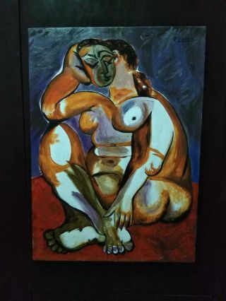 VINTAGE AND PABLO PICASSO OIL ON CANVAS PAINTING SIGNED 2