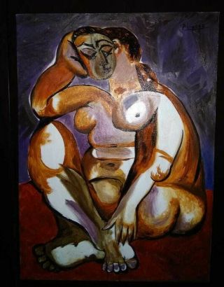 VINTAGE AND PABLO PICASSO OIL ON CANVAS PAINTING SIGNED 4
