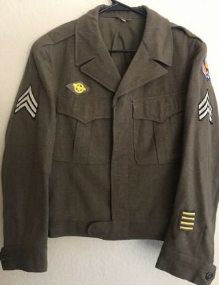 Vintage World War 2 Eisenhower " Ike " Wool Jacket - Us Army Sergeant Rare Patch