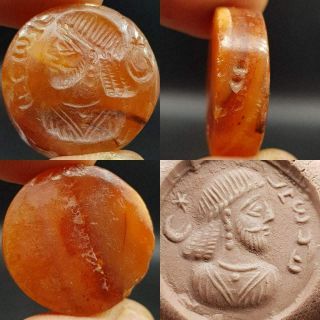 Agate Sassanian Old Agate King Face Seal Intaglio Stone 48