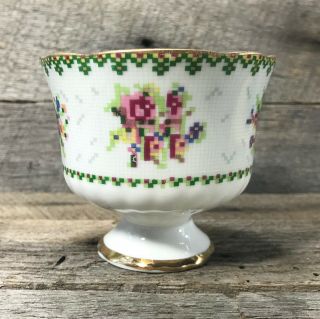 Antique/ Vintage Porcelain Teacup,  Floral Petite Point Cross Stitch Pattern 2