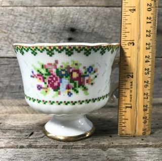 Antique/ Vintage Porcelain Teacup,  Floral Petite Point Cross Stitch Pattern 6