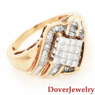 Estate Diamond 14k Gold Crossover Cluster Ring 8.  0 Grams Nr