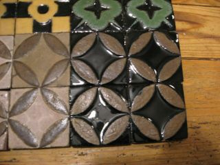 16 VINTAGE 3X3 GRUEBY FAIENCE TILES ARTS AND CRAFTS patterns 37,  38 & 330 2