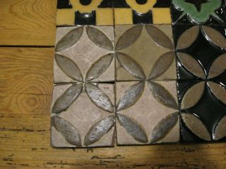16 VINTAGE 3X3 GRUEBY FAIENCE TILES ARTS AND CRAFTS patterns 37,  38 & 330 3
