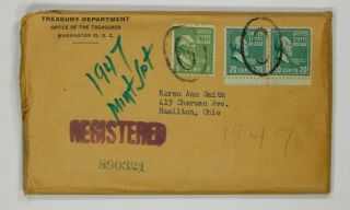 1947 Double Set With Rare Outer Envelope 1c 5c 10c 25c 50c