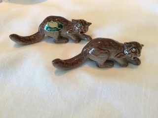 Vintage North Dakota Rosemeade Pottery Wildcat Bobcat Salt & Pepper Shakers 2