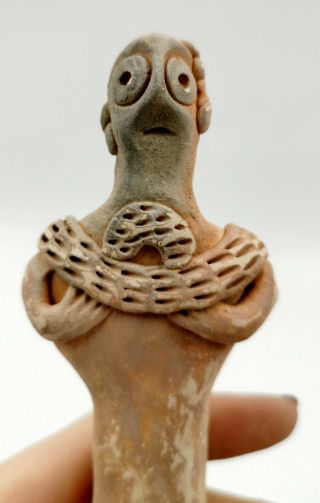 SYRO HITITE CA.  2000 BC TERRACOTTA STANDING FEMALE FERTILITY IDOL - R330 4