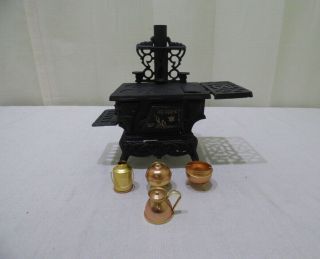 Vintage Rescent Queen Cast Iron Wood Stove W/ Cookware Accessories