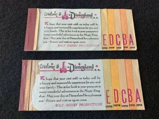 Vintage Disneyland Coupon Ride Ticket Booklet Walt Disney 2 Total 1960s