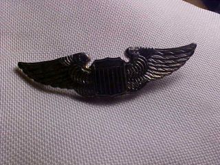 WWII US Army Air Force Sterling Silver Pilots Wings Pin [Luxenberg,  York] 2
