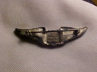 WWII US Army Air Force Sterling Silver Pilots Wings Pin [Luxenberg,  York] 3