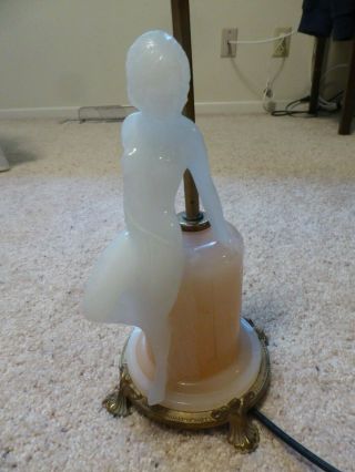 Rare Aladdin Alacite Electric Lamp Glass Figural - Frosted Susie ?