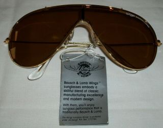 Vintage Bausch & Lomb B&l Wings Aviator Gold Clear Pilot Sunglasses D3