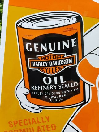 VINTAGE LARGE 24 X 10 HARLEY DAVIDSON PORCELAIN SIGN GIRL PINUP 8 - 59 10