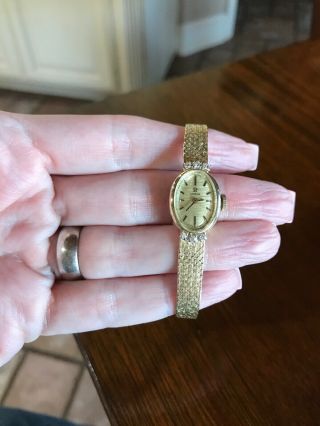 14k Gold Vintage Omega Watch With Diamonds