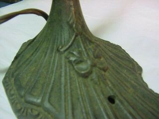 ANTIQUE CAST IRON BASE GOOSE NECK LAMP WITH METAL SHADE - - 2