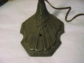 ANTIQUE CAST IRON BASE GOOSE NECK LAMP WITH METAL SHADE - - 4