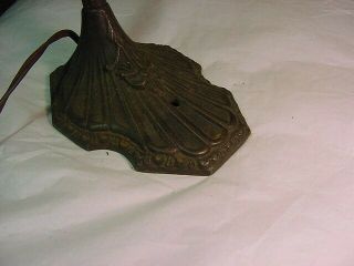 ANTIQUE CAST IRON BASE GOOSE NECK LAMP WITH METAL SHADE - - 7