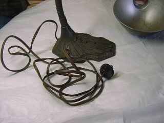 ANTIQUE CAST IRON BASE GOOSE NECK LAMP WITH METAL SHADE - - 8