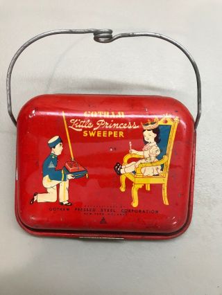 Vintage Gotham Little Princess Tin Toy Sweeper With Roller Brush,  1949
