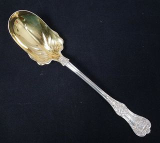 Antique Tiffany English King Sterling Silver Parcel Gilt Solid Serving Spoon