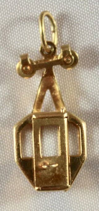 Vtg 18k Gold Gondola Ski Lift Charm Door Opens Wheels Move