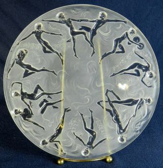Nude Dancing Nymphs Art Deco Plate Looks Like Lalique Or Phoenix Glass - 1920s