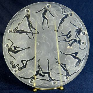 NUDE DANCING NYMPHS ART DECO PLATE Looks like LALIQUE or PHOENIX Glass - 1920s 3