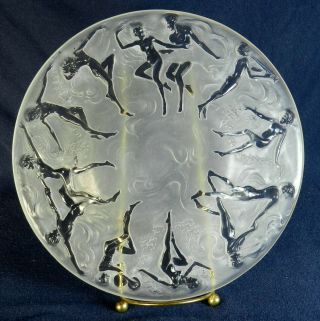 NUDE DANCING NYMPHS ART DECO PLATE Looks like LALIQUE or PHOENIX Glass - 1920s 4