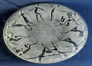 NUDE DANCING NYMPHS ART DECO PLATE Looks like LALIQUE or PHOENIX Glass - 1920s 6