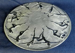 NUDE DANCING NYMPHS ART DECO PLATE Looks like LALIQUE or PHOENIX Glass - 1920s 7