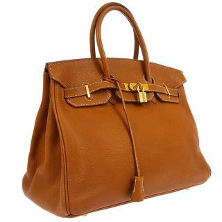 Hermes Birkin 35 Hand Bag Purse Brown Veau Crispe Togo R□e Vintage Auth S08859