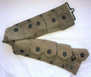 Wwii Us Army M - 1 Garand 10 - Pocket Ammunition Ammo Belt " Froehlich 1943 "