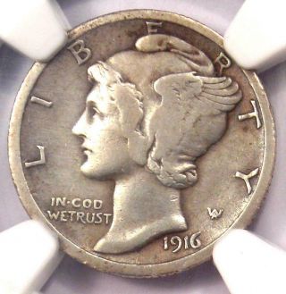 1916 - D Mercury Dime 10c Coin - Certified Ngc Vf Details - Rare Key Date Coin