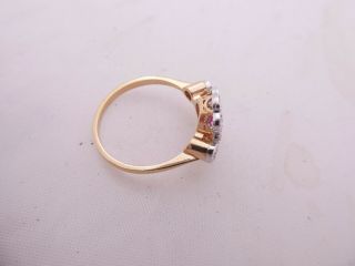 18ct gold diamond ruby ring,  art deco design cluster ring 18k 750 2