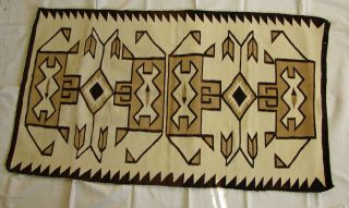 Antique Navajo Crystal Rug,  68 " X 38 " 1910,  Natural Dyes,  Geometric Pattern